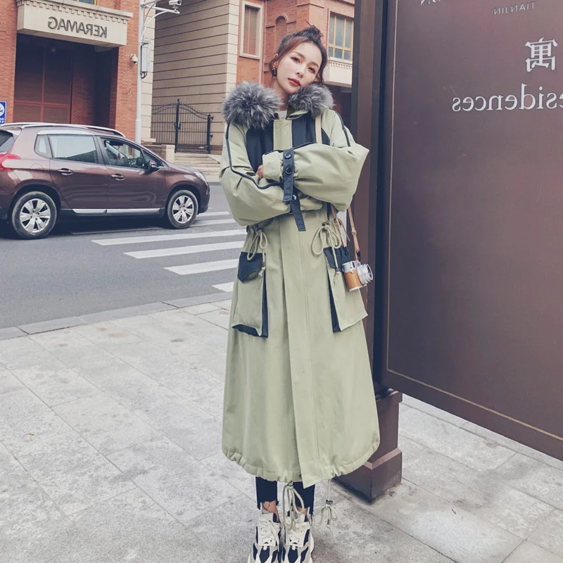 Зимняя куртка женская Корейская свободная пуховая стеганая Длинная зеленая стеганая модная куртка с капюшоном и большим меховым воротнико... 
Зимняя куртка женская Корейская свободная пуховая стеганая Длинная зеленая стеганая модная куртка с капюшоном и большим меховым воротнико...