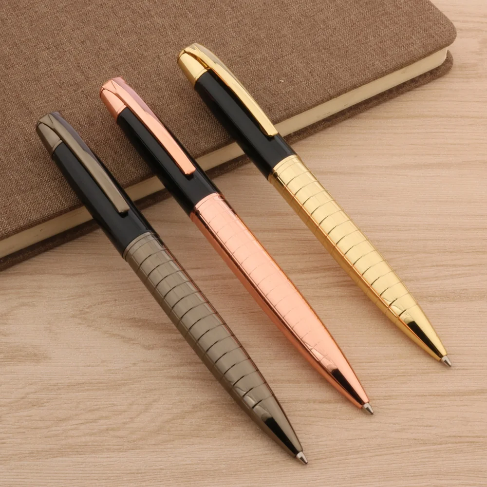 Роскошная металлическая шариковая ручка 02 вращающаяся розово-золотистая серого