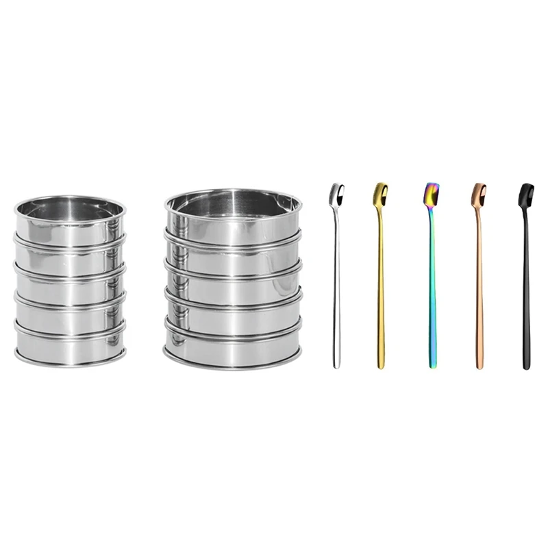 10 Pcs Stainless Steel Round Cake Baking Ring Mold & 5X Mixing Stirring Spoon, For Coffee Cocktail Beverage
10 Pcs Stainless Steel Round Cake Baking Ring Mold & 5X Mixing Stirring Spoon, For Coffee Cocktail Beverage