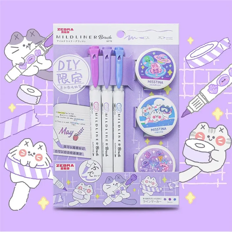 DIY limited ZEBRA highlighter 3pcs WFT8 + 3 rolls of tape double-headed marker limited tape
DIY limited ZEBRA highlighter 3pcs WFT8 + 3 rolls of tape double-headed marker limited tape