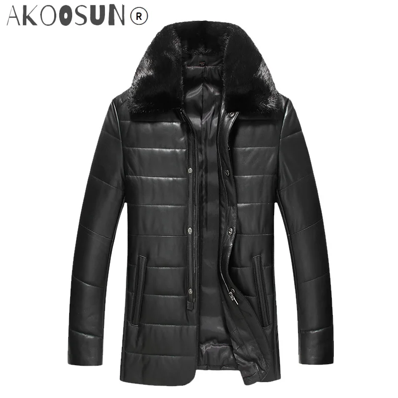 AKOOSUN Winter Men Genuine Leather Coat Sheepskin Mink Collar Real Leather Down Coat Mens Leather Jacket Plus Size 1768 LWL1076
AKOOSUN Winter Men Genuine Leather Coat Sheepskin Mink Collar Real Leather Down Coat Mens Leather Jacket Plus Size 1768 LWL1076