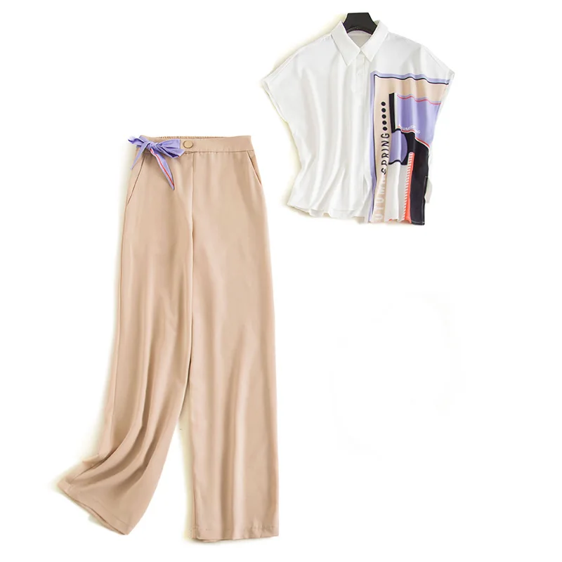 2020 Summer New Women's Fashion Wide-leg Pants Lady Print Chiffon Shirt and Bandage Trousers Office Elegant OL Two-piece Set
2020 Summer New Women's Fashion Wide-leg Pants Lady Print Chiffon Shirt and Bandage Trousers Office Elegant OL Two-piece Set
