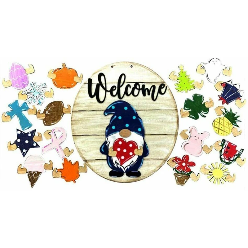 Gnome Door Hanger Welcome Sign Front Hanger Interchangeable All Seasons Decors
Gnome Door Hanger Welcome Sign Front Hanger Interchangeable All Seasons Decors