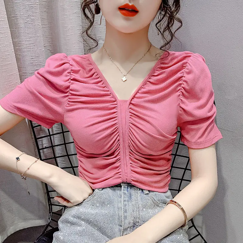 Cotton T Shirt Women Fashion Puff Short Sleeve Plus Size Thin T-shirts Korean Elegant Tee Sweet Lady Basic Tshirt Harajuku PD128
Cotton T Shirt Women Fashion Puff Short Sleeve Plus Size Thin T-shirts Korean Elegant Tee Sweet Lady Basic Tshirt Harajuku PD128