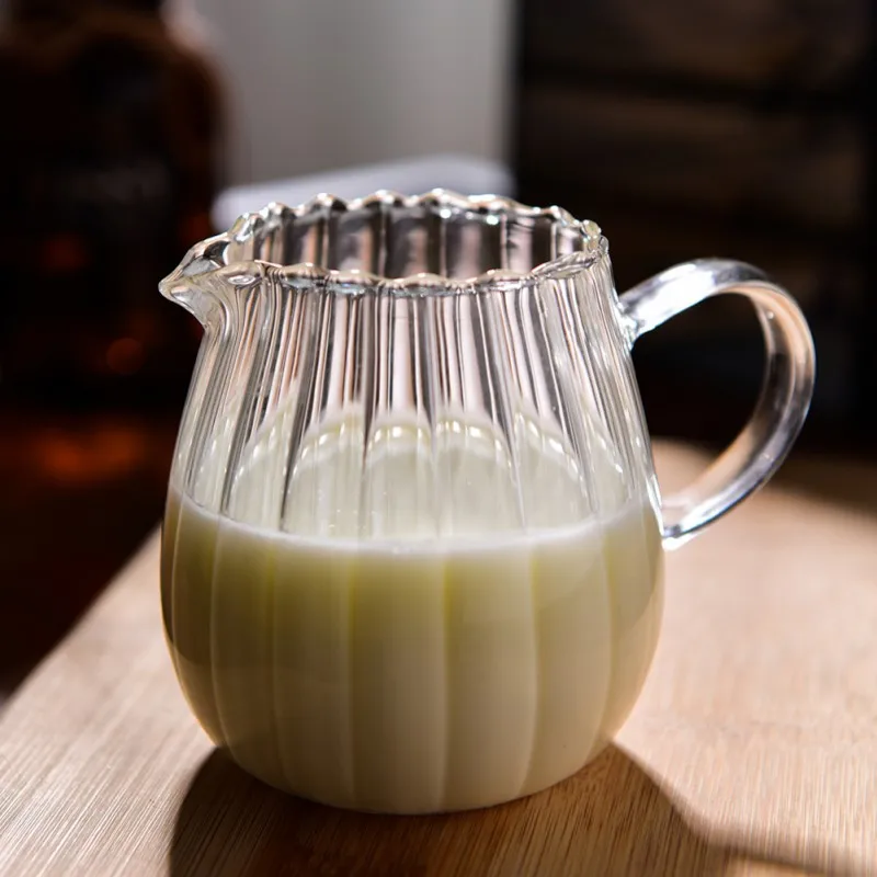 Japanese Stripe Glass Milk Jug Heat-resistantn Cup Coffee Milk Tea Separator Transparent Milk Frothing Jug Pitcher With Handle
Japanese Stripe Glass Milk Jug Heat-resistantn Cup Coffee Milk Tea Separator Transparent Milk Frothing Jug Pitcher With Handle