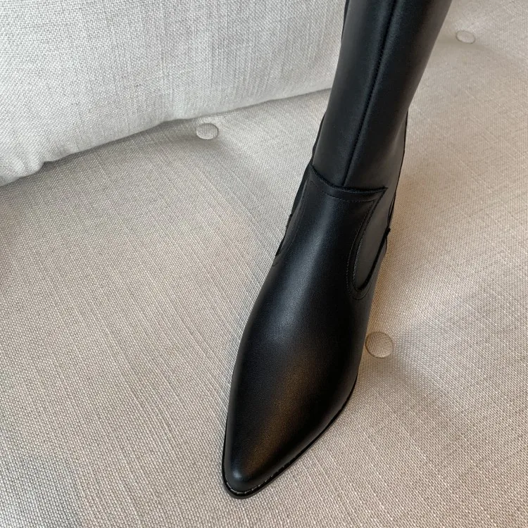 MLJUESE 2021 women Knee-High boots Cow leather Winter short plush Pointed Toe zipper Med heels female Western boots size 39
MLJUESE 2021 women Knee-High boots Cow leather Winter short plush Pointed Toe zipper Med heels female Western boots size 39