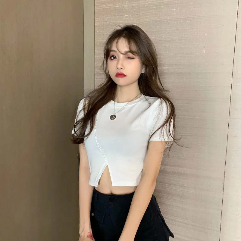 Summer Short Split fork reveal belly button Women T-shirt Short Sleeve Female Slim Sexy Tshirt Tops 2021 woman tshirts tops
Summer Short Split fork reveal belly button Women T-shirt Short Sleeve Female Slim Sexy Tshirt Tops 2021 woman tshirts tops
