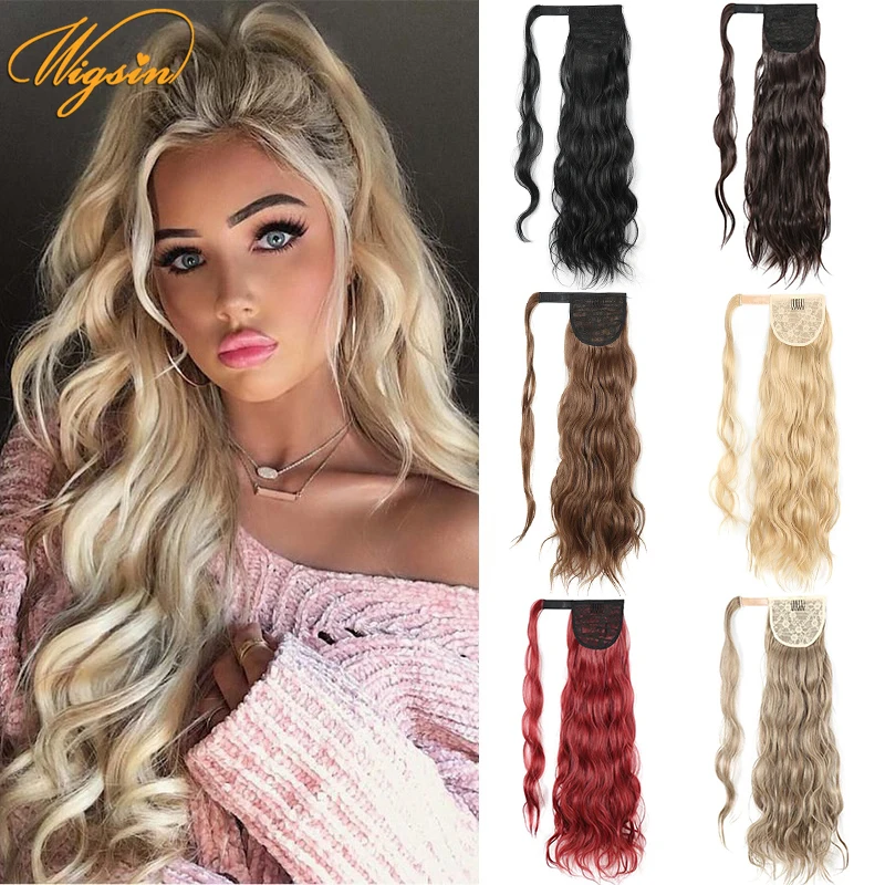 

WIGSIN 24Inch Synthetic Long Curly Wrap Around Ponytail Clip In Hair Extension Heat Resistant Hairpieces for Women 1pcs
