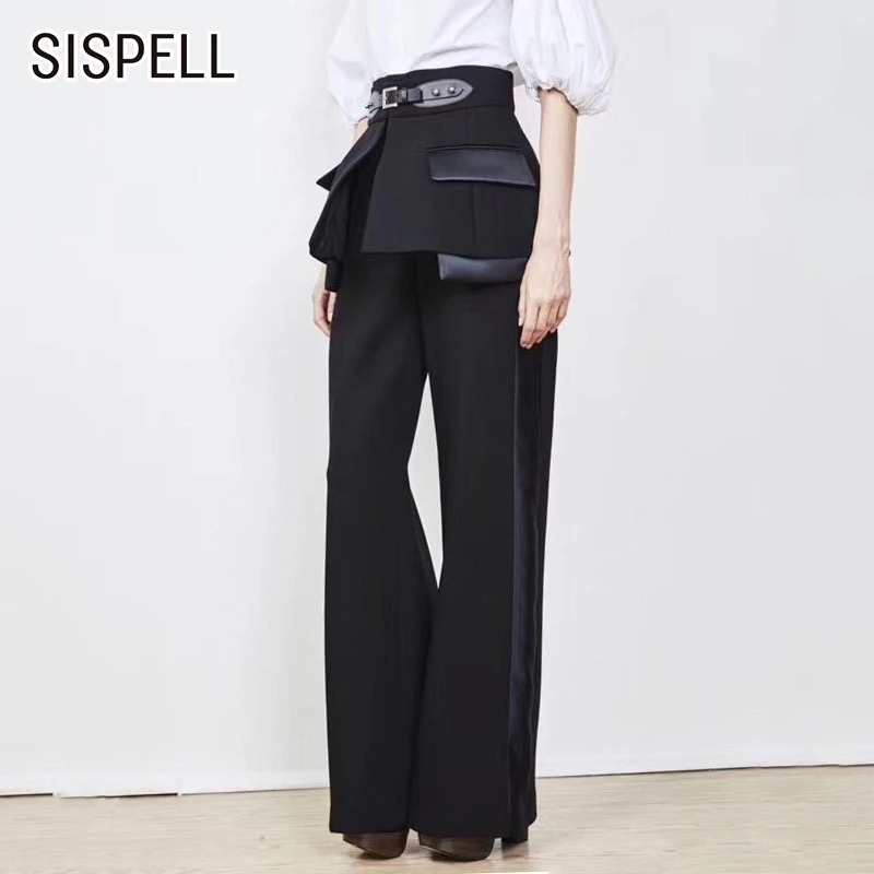 Женский брючный костюм SISPELL с широкими штанинами, прямой свободный брючный костюм лоскутного покроя с поясом и высокой талией, 2020
Женский брючный костюм SISPELL с широкими штанинами, прямой свободный брючный костюм лоскутного покроя с поясом и высокой талией, 2020