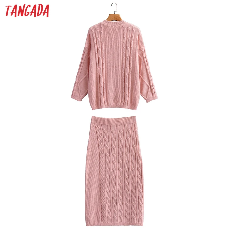 Tangada Chic Pink Twist Suit Women Sweatere Skirt Set 2021 Autumn Winter New Suit 2 Piece Set Loose Top and Skirt 1F317
Tangada Chic Pink Twist Suit Women Sweatere Skirt Set 2021 Autumn Winter New Suit 2 Piece Set Loose Top and Skirt 1F317
