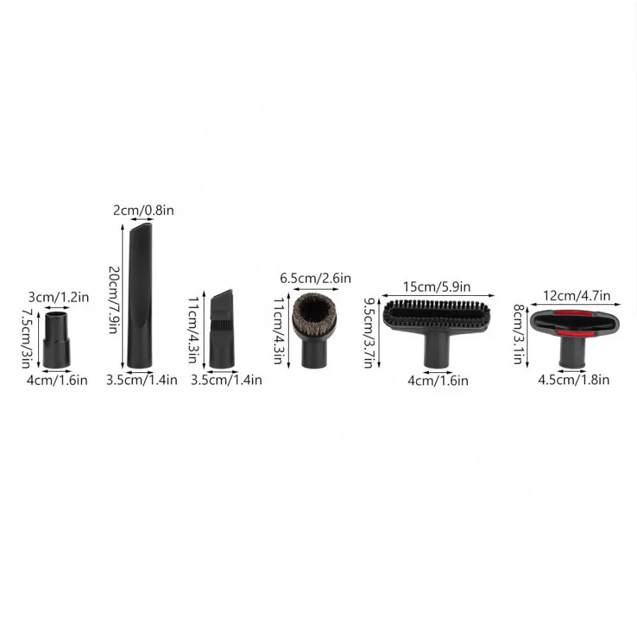 6Pcs/Set Vacuum Cleaner Attachment Suction Head Brush Kit Fit for 32mm to 35mm Inner Diameter
6Pcs/Set Vacuum Cleaner Attachment Suction Head Brush Kit Fit for 32mm to 35mm Inner Diameter
