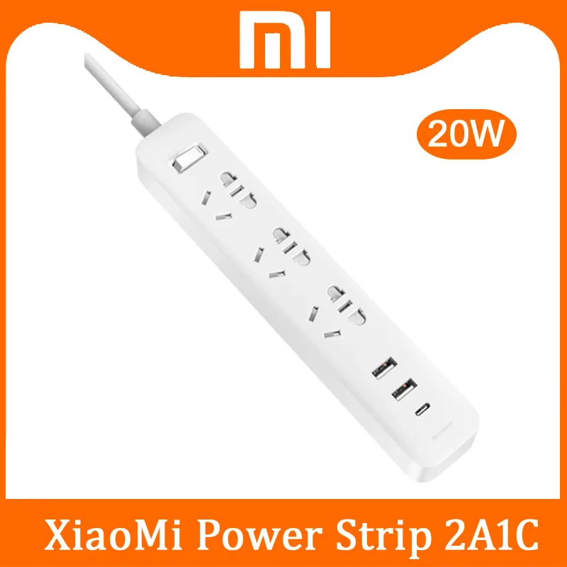 

Новый удлинитель питания Xiaomi Mi Mijia QC3.0 20 Вт, быстрая зарядка, 3 розетки 2A1C, стандартный удлинитель интерфейса, 1,8 м