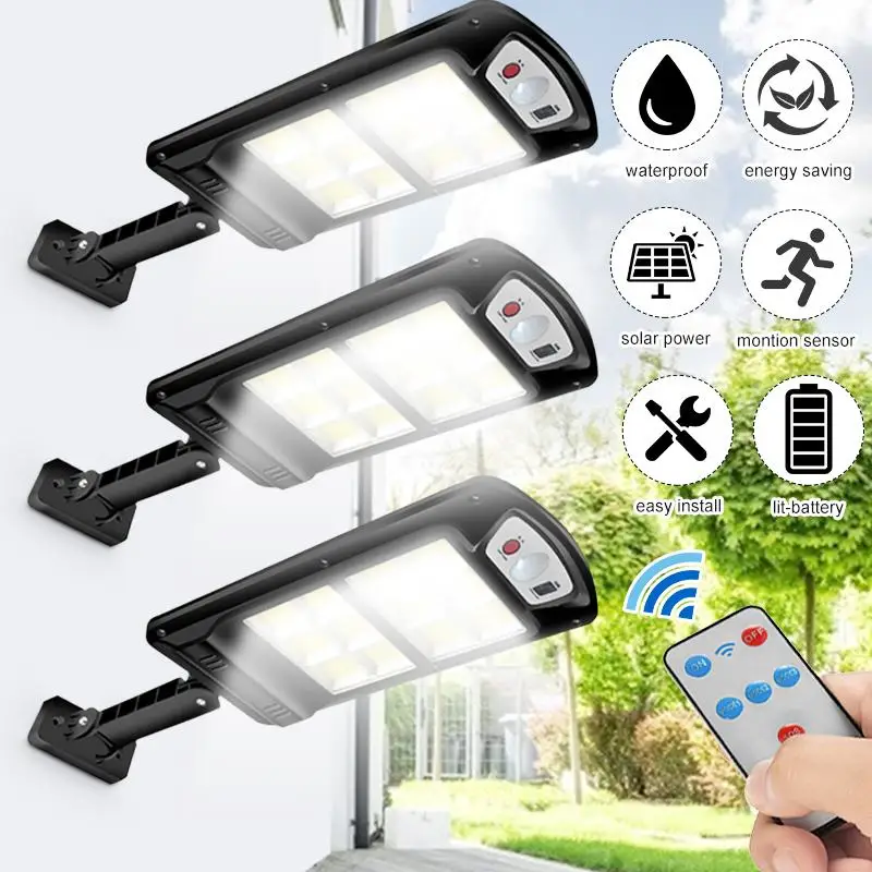 240 COB Solar LED Street Light Waterproof PIR Motion Sensor Smart Remote Control Lamp 1200W Outdoor Garden Lamp Streetlights
240 COB Solar LED Street Light Waterproof PIR Motion Sensor Smart Remote Control Lamp 1200W Outdoor Garden Lamp Streetlights