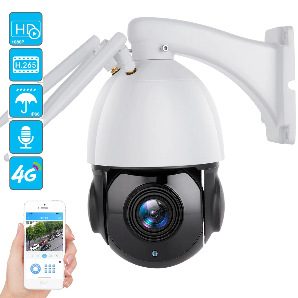 4G SIM Card Dome PTZ IP Camera Outdoor HD 1080P 18X Zoom / 30X Zoom Two Way Audio Talk Back TF Card Night IR 80m CCTV Camera
4G SIM Card Dome PTZ IP Camera Outdoor HD 1080P 18X Zoom / 30X Zoom Two Way Audio Talk Back TF Card Night IR 80m CCTV Camera