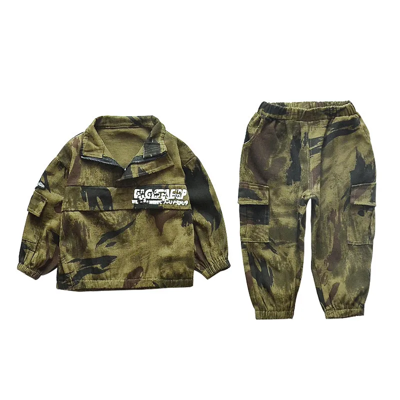 Baby 2pcs Set Sport Suit Military Uniform Children's PUBG Sets Boy Girls Clothes Camouflage for Kids Casual Clothing | Детская