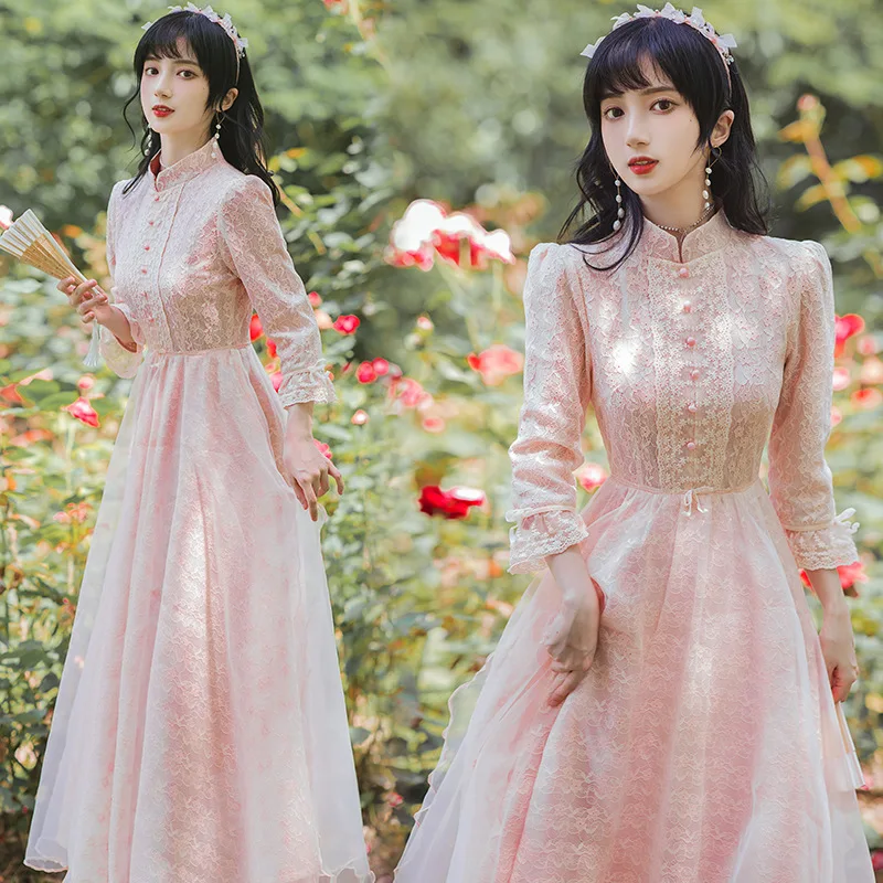 Pink Bride Wedding Dress Casual Gown Sweet Lace Slim Qipao Vintage Mandarin Collar Long Cheongsam Sexy Lady Vestidos Autumn New
Pink Bride Wedding Dress Casual Gown Sweet Lace Slim Qipao Vintage Mandarin Collar Long Cheongsam Sexy Lady Vestidos Autumn New