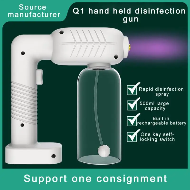 500ML Sprayer USB Blu-ray Charging Atomizing Disinfection Gun Spray Gun Applied To Home Office Inside The Car Disinfection Spray
500ML Sprayer USB Blu-ray Charging Atomizing Disinfection Gun Spray Gun Applied To Home Office Inside The Car Disinfection Spray