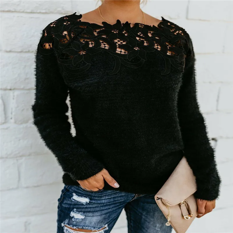 Fluffy Warm Sweater Long Sleeve Pullover Women Ladies Spring Winter Lace Jumper Blouse Tops O-Neck Ruffles Knitted Sweater
Fluffy Warm Sweater Long Sleeve Pullover Women Ladies Spring Winter Lace Jumper Blouse Tops O-Neck Ruffles Knitted Sweater