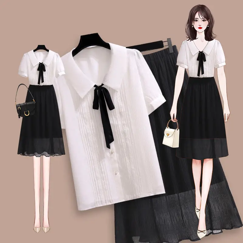 Women 2021 Spring Summer Vintage Work Wear Set Female New Chiffon Short Sleeve Blouses and A-line Midi Skirts Chic Suit B150
Women 2021 Spring Summer Vintage Work Wear Set Female New Chiffon Short Sleeve Blouses and A-line Midi Skirts Chic Suit B150