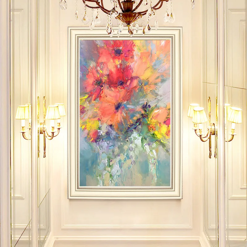 Scandinavian Modern hand-painted Oil Painting Abstract Floral Decoration Model Room Entrance Backdrop Mural Paintings Vertical
Scandinavian Modern hand-painted Oil Painting Abstract Floral Decoration Model Room Entrance Backdrop Mural Paintings Vertical