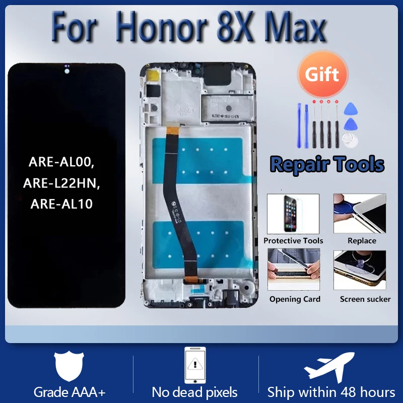 For HUAWEI Honor 8X Max/Enjoy Max ARE AL00 L22HN AL10 LCD screen assembly with front case touch glass, original Black 
For HUAWEI Honor 8X Max/Enjoy Max ARE AL00 L22HN AL10 LCD screen assembly with front case touch glass, original Black