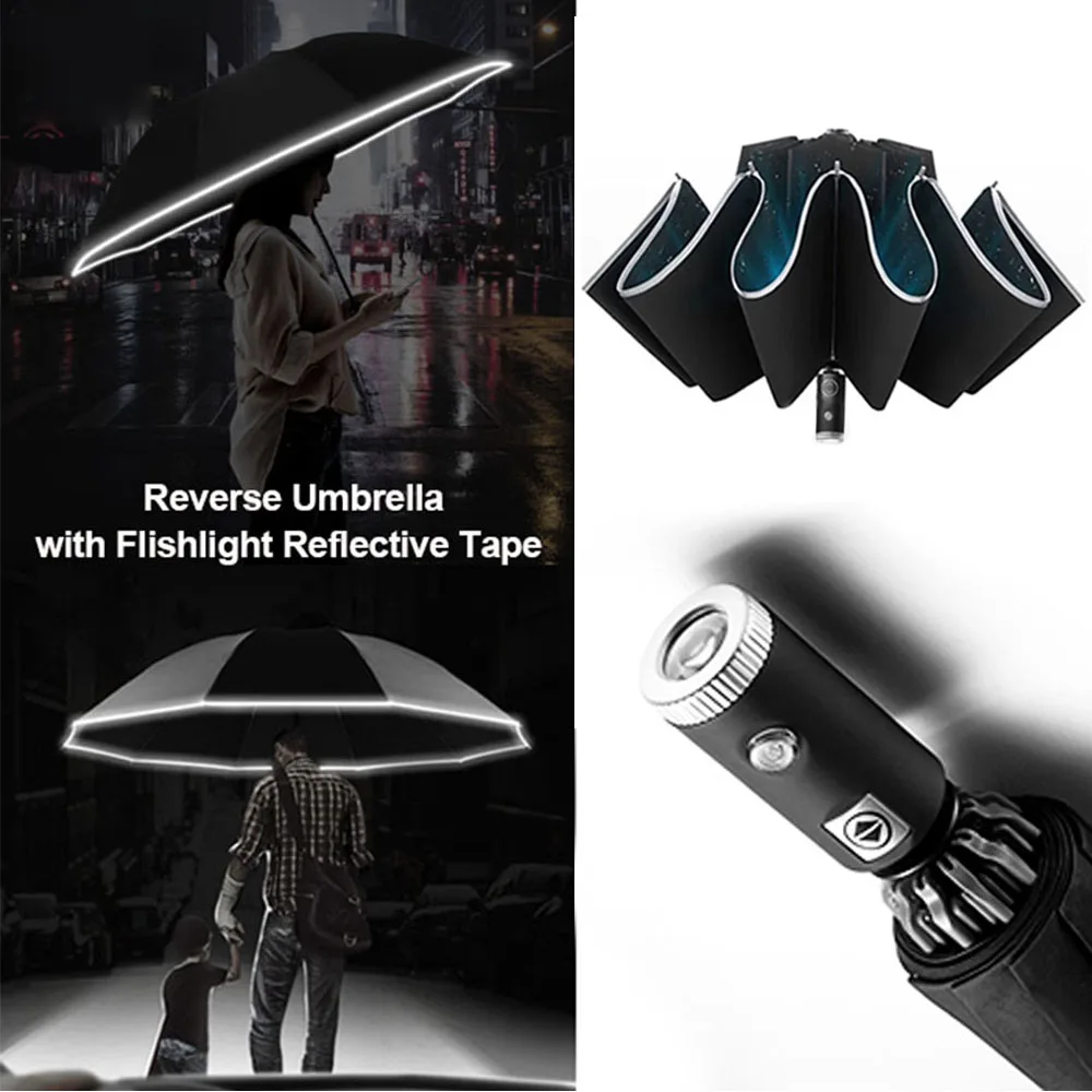Zuodu Reflective Umbrella Men's Automatic Umbrella Flashlight Lamp Reverse Female Sunny Rain Folding Automatic UV Big Umbrella
Zuodu Reflective Umbrella Men's Automatic Umbrella Flashlight Lamp Reverse Female Sunny Rain Folding Automatic UV Big Umbrella