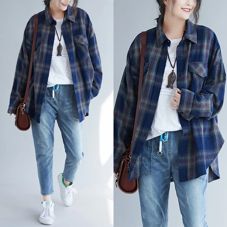 2021 Summer New Plus Size Loose Plaid Women Blouse And Shirts Lady All Match Outwear Coat Tops
2021 Summer New Plus Size Loose Plaid Women Blouse And Shirts Lady All Match Outwear Coat Tops