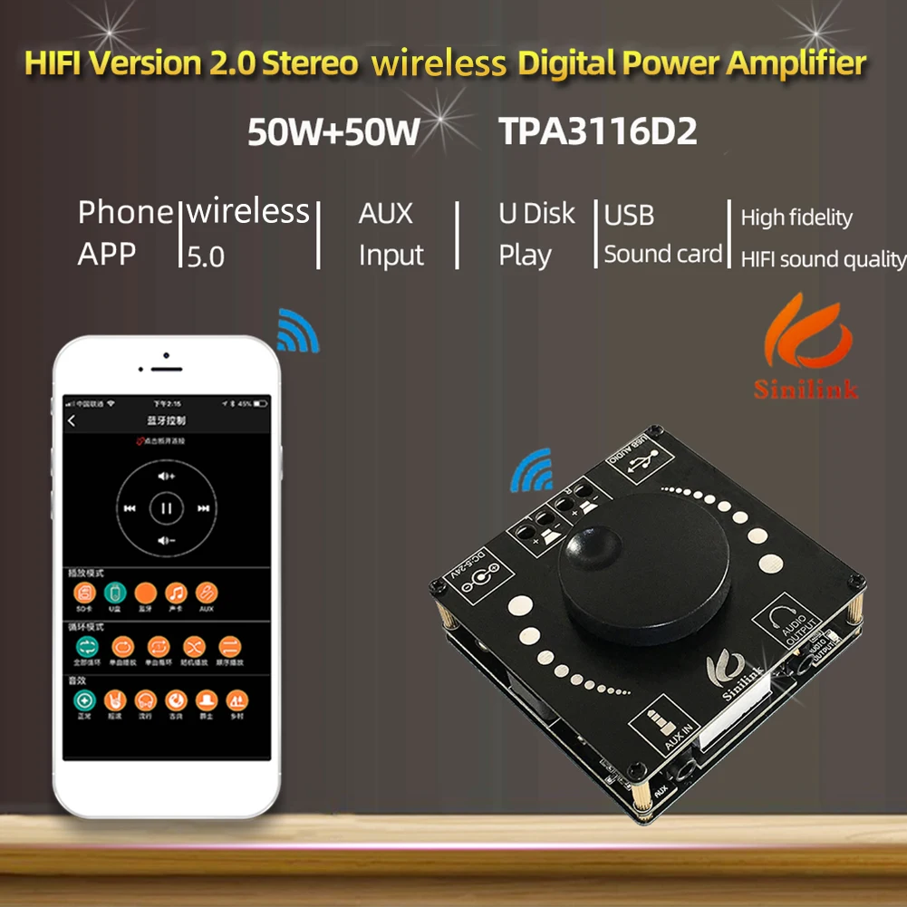 XY-AP50H 50Wx2 HiFi Audio Amplifier APP Bluetooth-Compatible 5.0+AUX Digital Power Amp Board Dual Channel Stereo Wireless Module
XY-AP50H 50Wx2 HiFi Audio Amplifier APP Bluetooth-Compatible 5.0+AUX Digital Power Amp Board Dual Channel Stereo Wireless Module