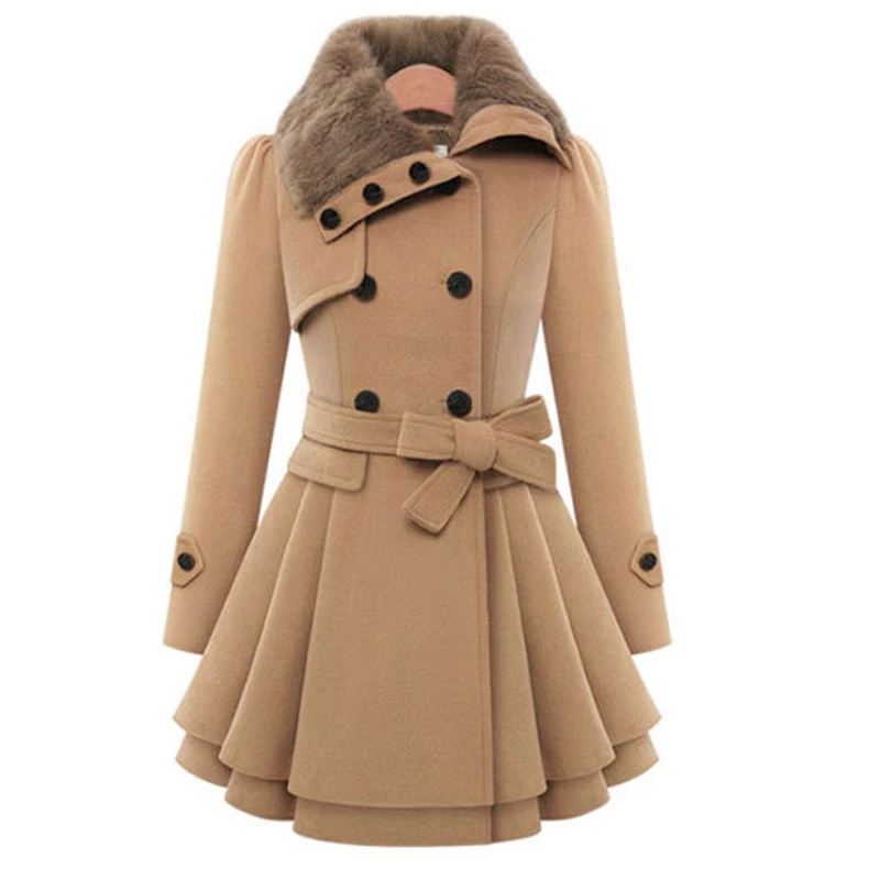 Elegant Lapel Button Winter Warm Fur Overcoats New Women Slim Double-Breasted Woolen Coat Fashion Trench Lace-Up Ruffle Jackets
Elegant Lapel Button Winter Warm Fur Overcoats New Women Slim Double-Breasted Woolen Coat Fashion Trench Lace-Up Ruffle Jackets
