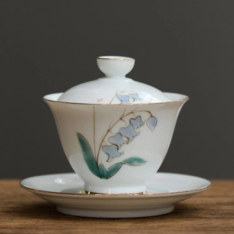 Variety Tureen Gaiwan Ceramic Cup with Lid Cover Saucer Kit Porcelain Bell Orchid Teaset Teacup 6oz Tea Bowl Tea Cup Decor Craft
Variety Tureen Gaiwan Ceramic Cup with Lid Cover Saucer Kit Porcelain Bell Orchid Teaset Teacup 6oz Tea Bowl Tea Cup Decor Craft