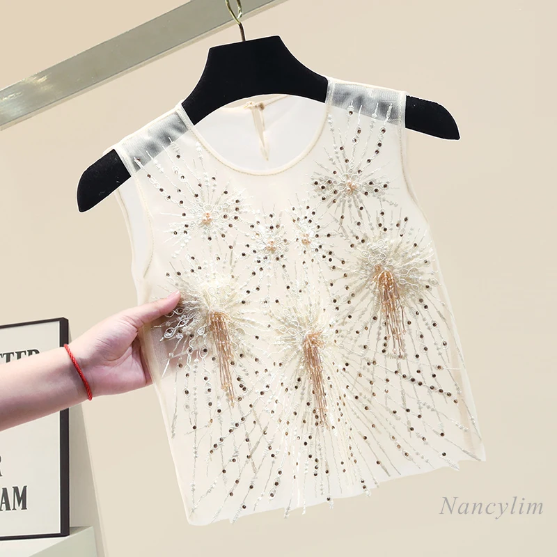 Crop Top Women Summer New Heavy Embroidery Hot Drilling Sleeveless Vest Shirt Exposed Navel Tanks Nancylim
Crop Top Women Summer New Heavy Embroidery Hot Drilling Sleeveless Vest Shirt Exposed Navel Tanks Nancylim
