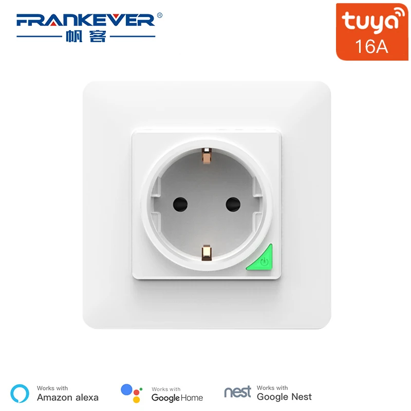 Умная розетка frenkever 16A Tuya Wi Fi встроенная настенная вилка европейского стандарта