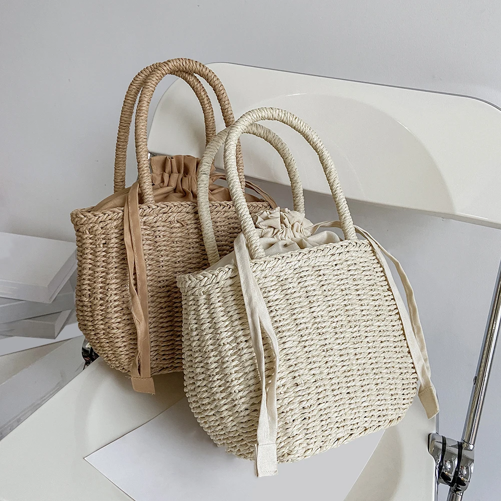 2021 Summer Woven Rattan Bucket Straw Small Top-Handle Totes For Women Beach Vacation Handmade Ladies Casual Drawstring Handbag
2021 Summer Woven Rattan Bucket Straw Small Top-Handle Totes For Women Beach Vacation Handmade Ladies Casual Drawstring Handbag