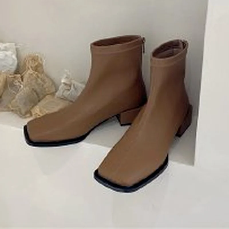 Chelsea Boots Mid Heels Women Shoes 2021 New Winter Designer Cozy Dress Snow Pumps Fashion Casual Ankle Warm Goth Mujer | Обувь
