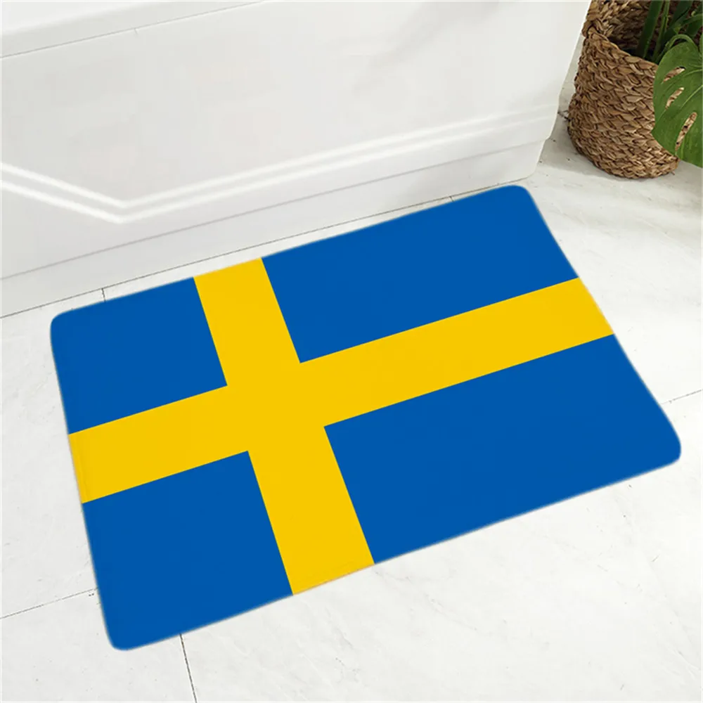 

Hxшведский флаг, Придверный коврик с 3D рисунком, государственные флаги, внутренние коврики для прихожей, Нескользящие дверные напольные коврики, Декор, Придверные коврики для крыльца