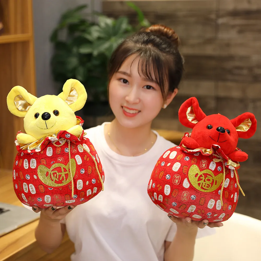 2020 сумка крыса Kawaii Китайская красная мышь китайская Новогодняя плюшевая в сумке