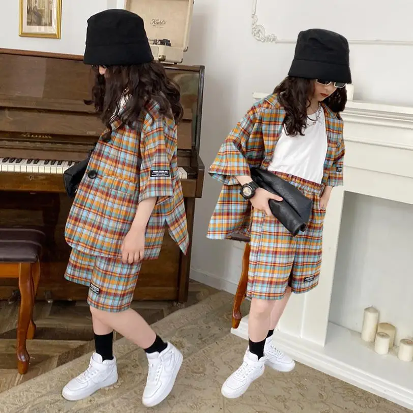 Baby Girl And Boys Plaid Sets 2021 Summer New Short Sleeve Blazer Loose 2pcs Sets Teenage Fashion Suits Kids Clothes wz212
Baby Girl And Boys Plaid Sets 2021 Summer New Short Sleeve Blazer Loose 2pcs Sets Teenage Fashion Suits Kids Clothes wz212