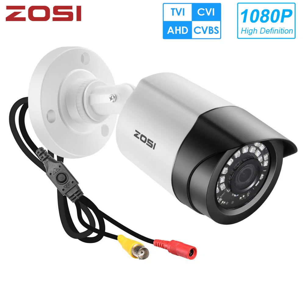 ZOSI 4 в 1 CVBS AHD TVI CVI 1/2.7 &quotCMOS 1080P CCTV домашнего видеонаблюдения Всепогодный 3 6 мм