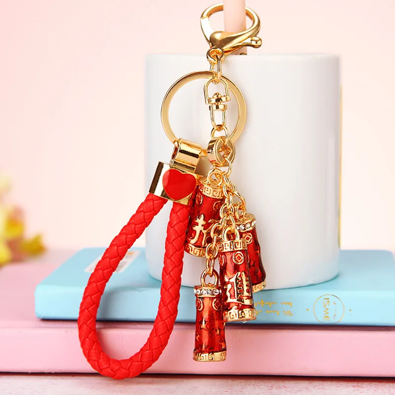 New woven rope car key chain Korean lovely birthday gift creative bag pendant metal ring foreign trade customized | Автомобили и