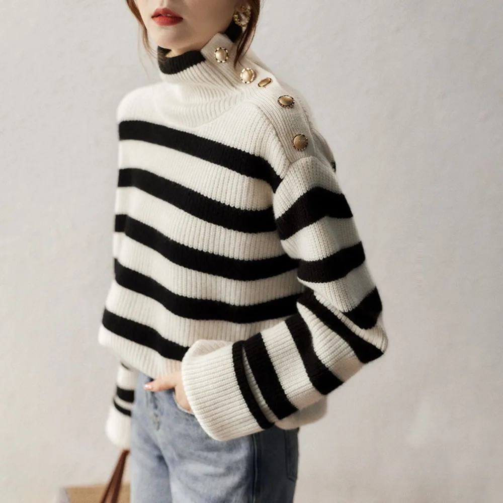 Turtleneck Women Stripe Color Soft Knitted Sweet Sweater 2021 Winter Office Pullover Loose Long Sleeve Ladies Casual Top Fashion
Turtleneck Women Stripe Color Soft Knitted Sweet Sweater 2021 Winter Office Pullover Loose Long Sleeve Ladies Casual Top Fashion