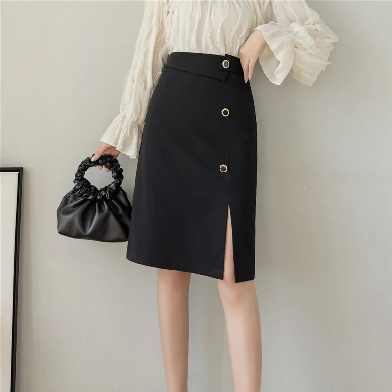 Midi Skirt 2021 New Button High Waist Pencil Skirts Womens Elegant Spring Summer Slit Package Hip Skirt Office Lady Black Skirt
Midi Skirt 2021 New Button High Waist Pencil Skirts Womens Elegant Spring Summer Slit Package Hip Skirt Office Lady Black Skirt
