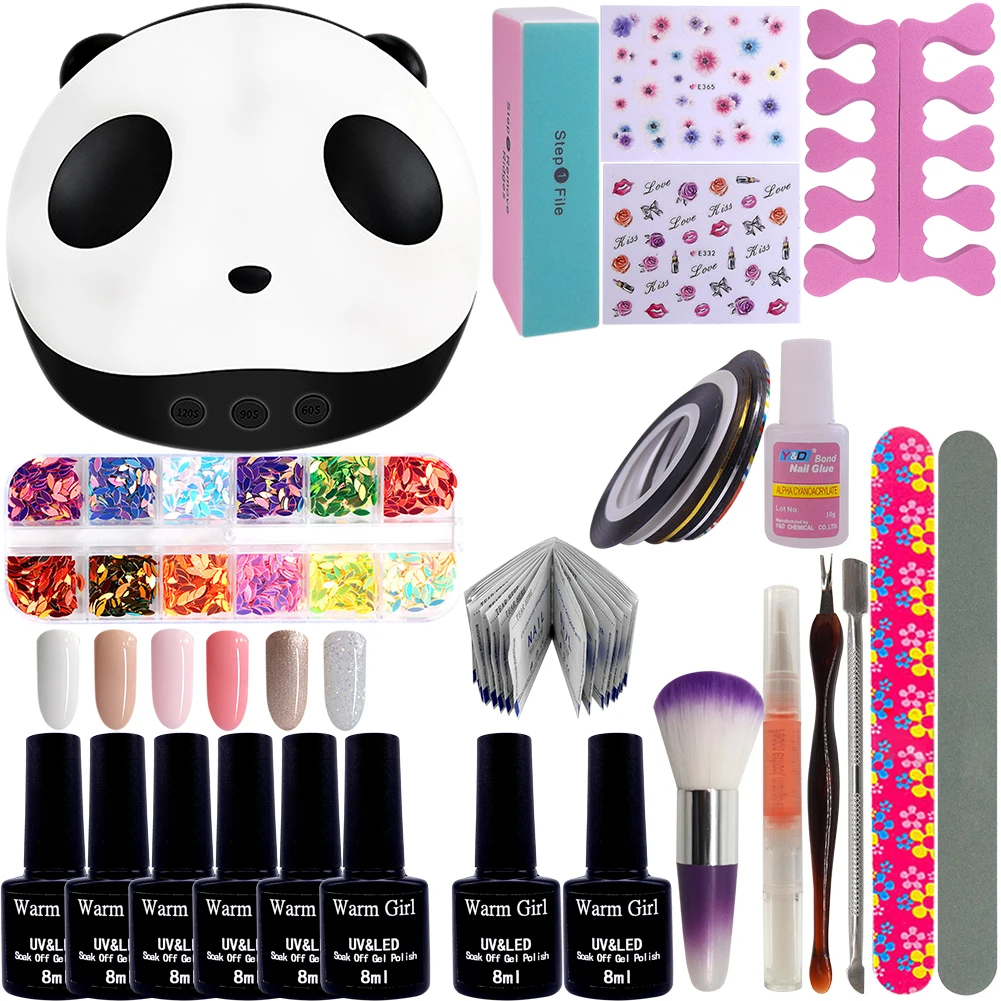 Warm Girl Gel Nail Polish Starter Kit with 36W UV LED Nail Panda Lamp Dryer Manicure Tools 6 Colors Gel Polish #03 
Warm Girl Gel Nail Polish Starter Kit with 36W UV LED Nail Panda Lamp Dryer Manicure Tools 6 Colors Gel Polish #03