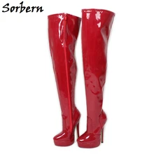 Sorbern Sexy Long Women Boots Custom Slim Fit Boots Large Size 46 Unisex 18CM High Heels Pole Dance Boots Platform Ladies Shoes