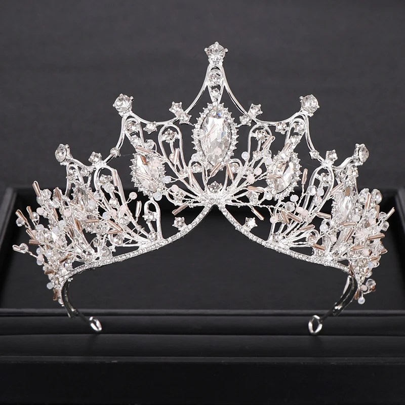 Диадемы и короны ручной работы с кристаллами серебристого цвета свадебные