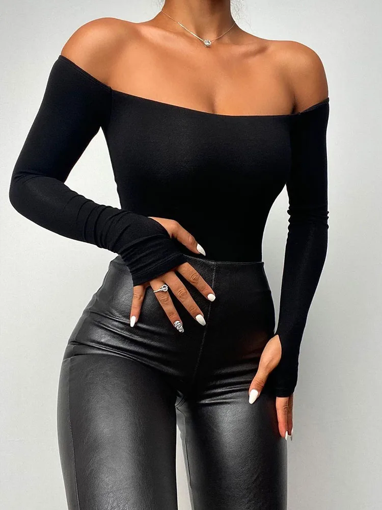 Spring Summer Women Clothing Daily Wear Black T-shirts Elegant Off Shoulder Long Sleeve Skinny Casual Top
Spring Summer Women Clothing Daily Wear Black T-shirts Elegant Off Shoulder Long Sleeve Skinny Casual Top