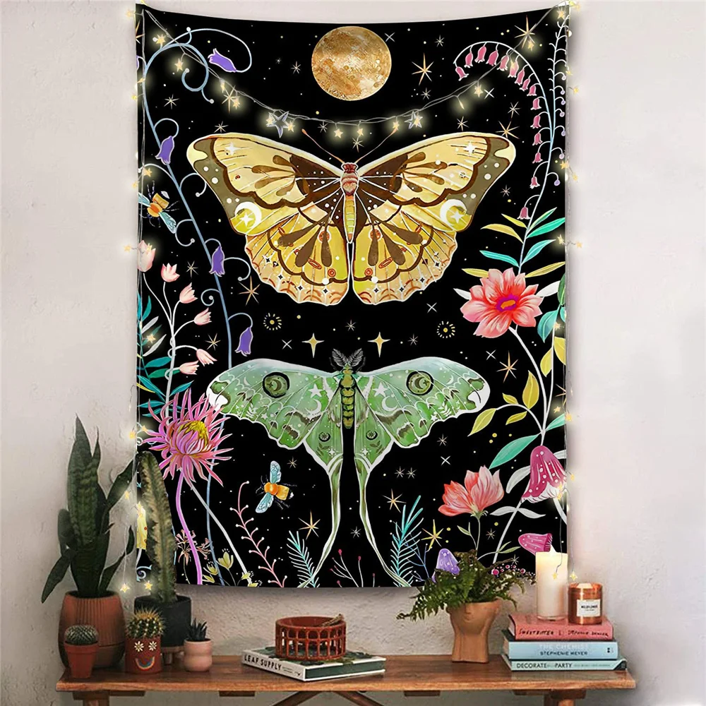 Mandala Psychedelic Moon Phase Tapestry Butterfly Mushroom Wall Hanging Flower Vine Tapestry Black Background Cloth Room Decor
Mandala Psychedelic Moon Phase Tapestry Butterfly Mushroom Wall Hanging Flower Vine Tapestry Black Background Cloth Room Decor