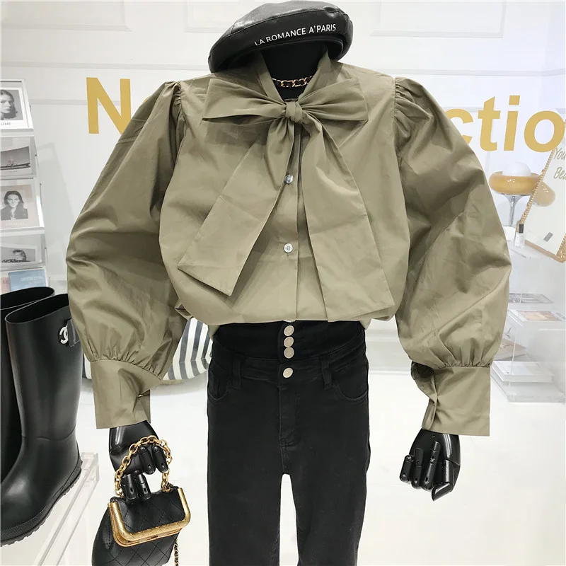 Sweet Big Bow Bubble Sleeve Shirt Women's Spring 2021 Niche Design New Temperament Solid Versatile Shirt
Sweet Big Bow Bubble Sleeve Shirt Women's Spring 2021 Niche Design New Temperament Solid Versatile Shirt