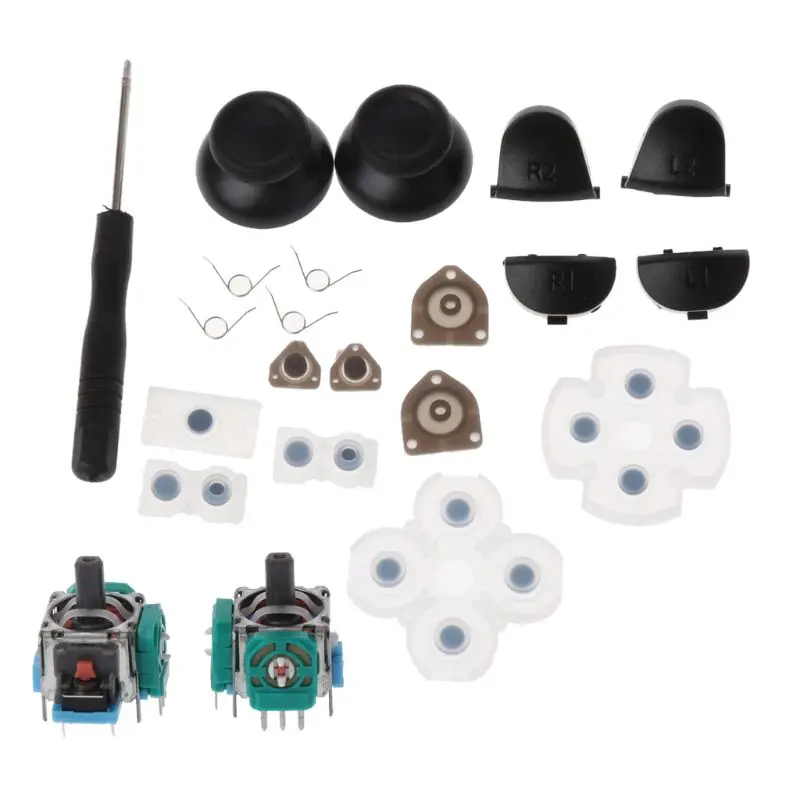 

L1 R1 L2 R2 Trigger Buttons 3D Analog Joysticks Thumb Sticks Cap Conductive Rubber For PS4 Controller Repair Set