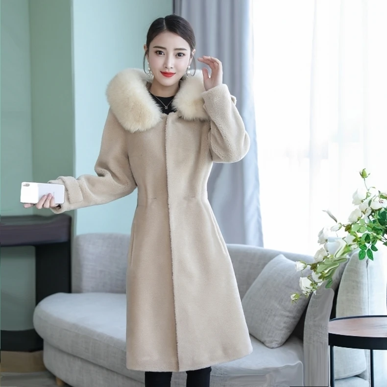 winter with natural women's clothing 2020 long 100% wool jacket fox fur collar Korean Manto coat femme 099
winter with natural women's clothing 2020 long 100% wool jacket fox fur collar Korean Manto coat femme 099
