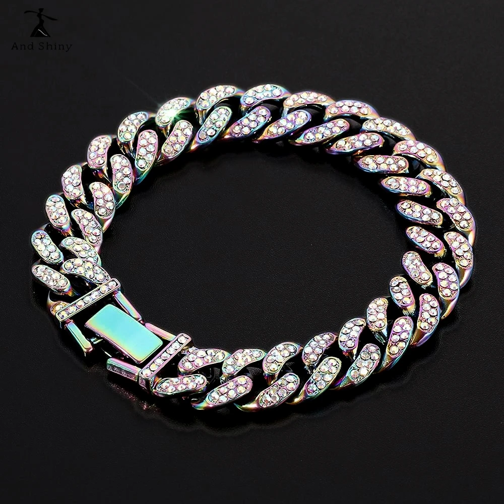 Rainbow Cuban Link Bracelets for Men Hip Hop bracelet Iced Out with Bling Rhinestones Fashion Accessory for Hip Hop Lovers
Rainbow Cuban Link Bracelets for Men Hip Hop bracelet Iced Out with Bling Rhinestones Fashion Accessory for Hip Hop Lovers